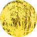 Round Machine Washable Abstract Yellow Modern Rug, wshabs2330yw