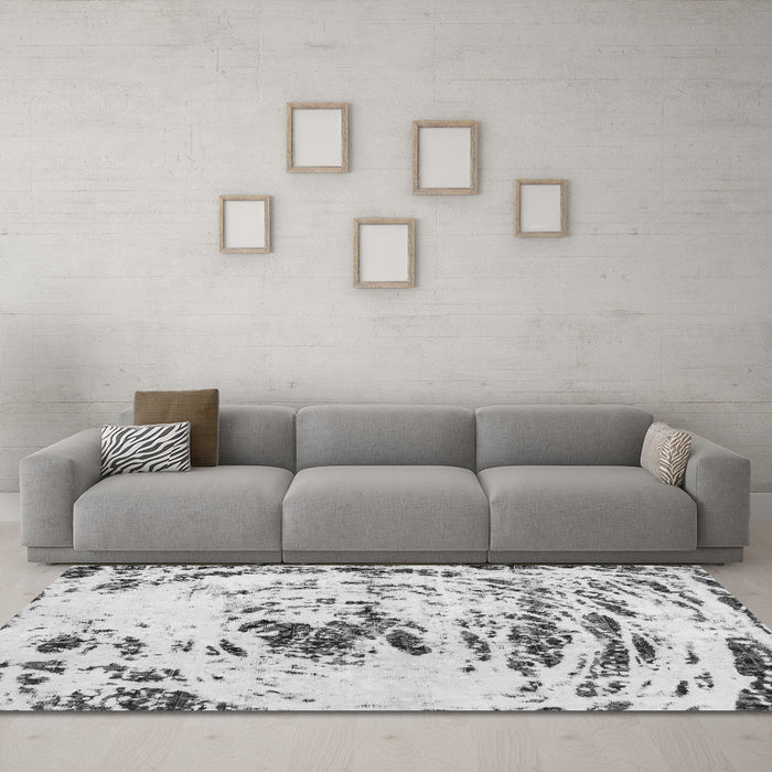 Machine Washable Abstract Gray Modern Rug in a Living Room,, wshabs2330gry