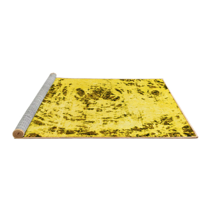 Sideview of Machine Washable Abstract Yellow Modern Rug, wshabs2330yw