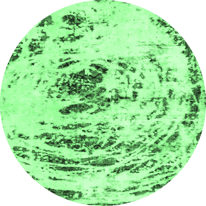 Round Abstract Emerald Green Modern Rug, abs2330emgrn