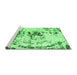 Sideview of Machine Washable Abstract Emerald Green Modern Area Rugs, wshabs2330emgrn