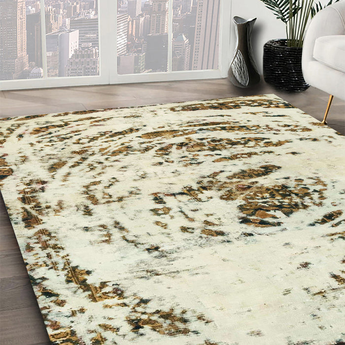 Machine Washable Abstract PaleGold Rug in a Family Room, wshabs2330