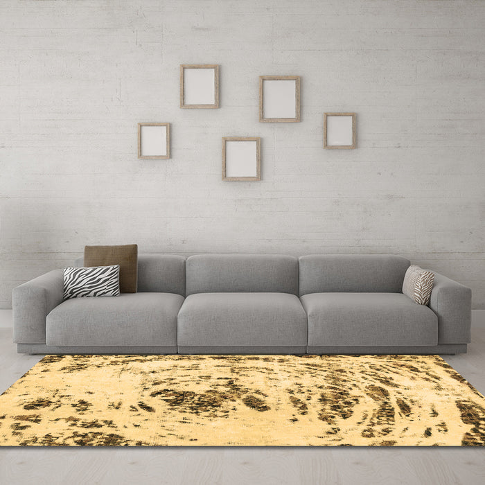 Machine Washable Abstract Brown Modern Rug in a Living Room,, wshabs2330brn