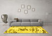 Machine Washable Abstract Yellow Modern Rug in a Living Room, wshabs2330yw