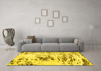 Machine Washable Abstract Yellow Modern Rug, wshabs2330yw