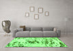 Machine Washable Abstract Green Modern Area Rugs in a Living Room,, wshabs2330grn