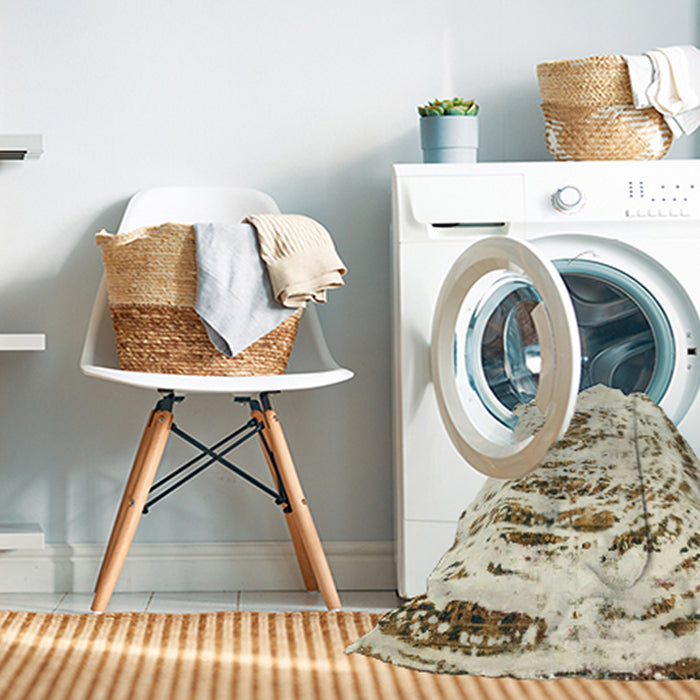 Machine Washable Abstract PaleGold Rug in a Washing Machine, wshabs2330