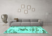 Machine Washable Abstract Turquoise Modern Area Rugs in a Living Room,, wshabs2330turq