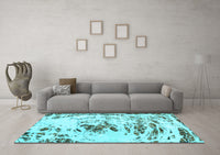 Machine Washable Abstract Light Blue Modern Rug, wshabs2330lblu