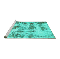 Sideview of Machine Washable Abstract Turquoise Modern Area Rugs, wshabs2331turq