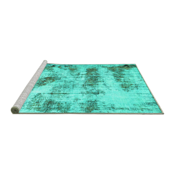 Sideview of Machine Washable Abstract Turquoise Modern Area Rugs, wshabs2331turq