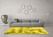 Machine Washable Abstract Yellow Modern Rug in a Living Room, wshabs2331yw