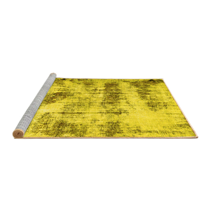 Sideview of Machine Washable Abstract Yellow Modern Rug, wshabs2331yw