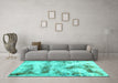 Machine Washable Abstract Turquoise Modern Area Rugs in a Living Room,, wshabs2331turq