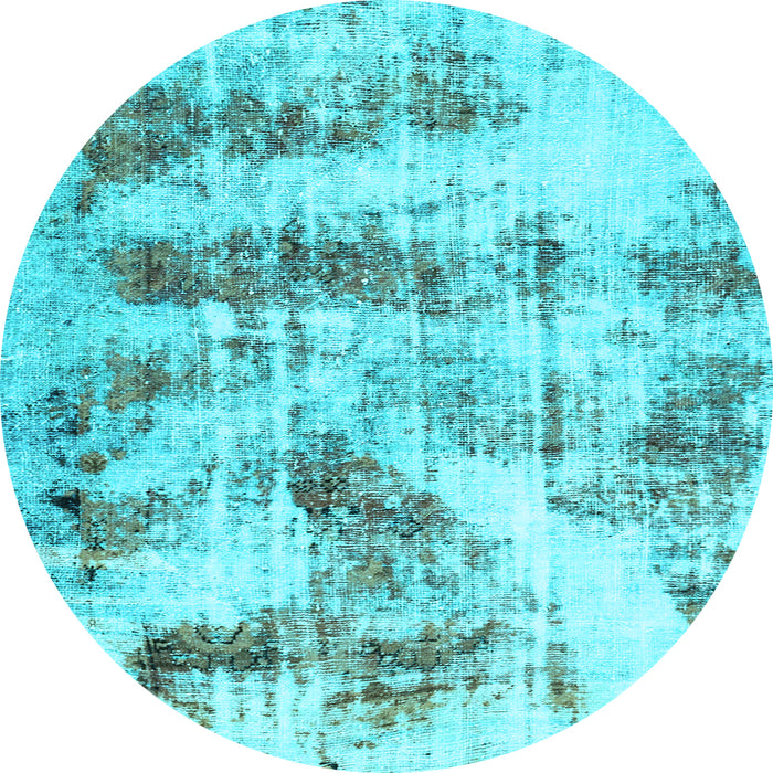 Round Abstract Light Blue Modern Rug, abs2331lblu