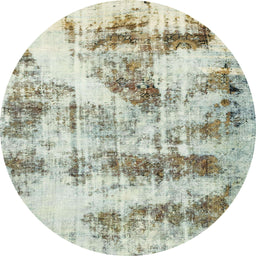 Round Abstract Tan Brown Gold Modern Rug, abs2331