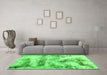 Machine Washable Abstract Green Modern Area Rugs in a Living Room,, wshabs2331grn