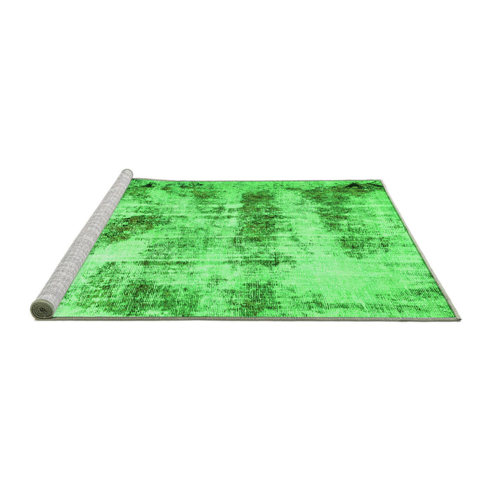 Sideview of Machine Washable Abstract Green Modern Area Rugs, wshabs2331grn