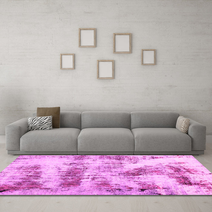 Machine Washable Abstract Pink Modern Rug in a Living Room, wshabs2331pnk