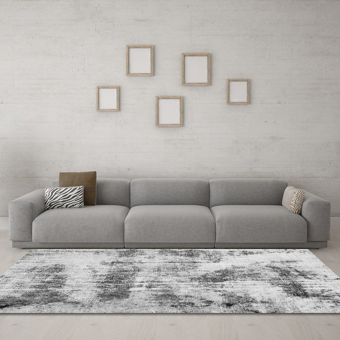Machine Washable Abstract Gray Modern Rug in a Living Room,, wshabs2331gry