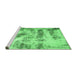 Sideview of Machine Washable Abstract Emerald Green Modern Area Rugs, wshabs2331emgrn