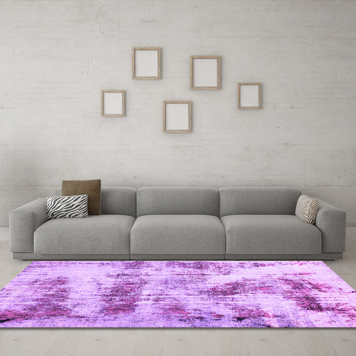 Machine Washable Abstract Purple Modern Area Rugs in a Living Room, wshabs2331pur
