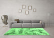 Machine Washable Abstract Emerald Green Modern Area Rugs in a Living Room,, wshabs2331emgrn