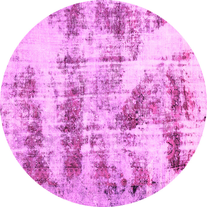 Round Machine Washable Abstract Pink Modern Rug, wshabs2331pnk