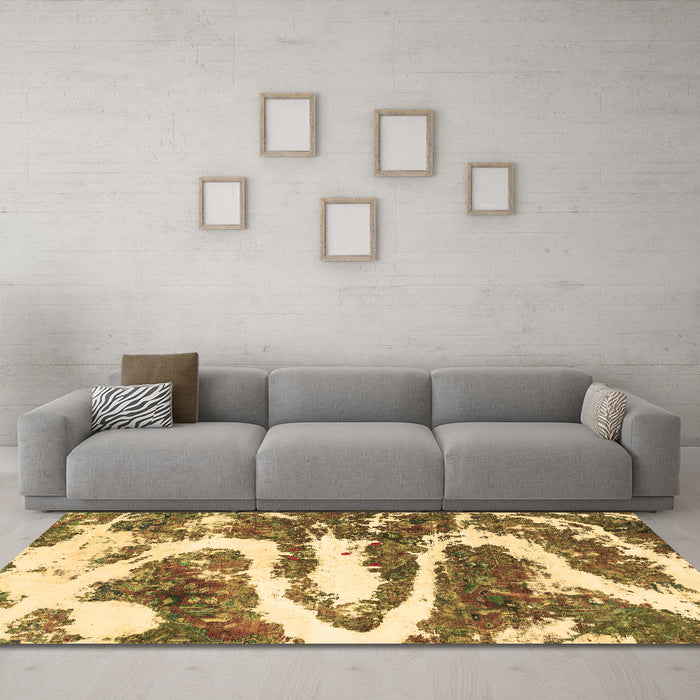 Machine Washable Abstract Brown Modern Rug in a Living Room,, wshabs2332brn