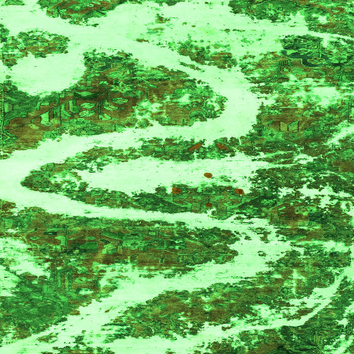 Square Machine Washable Abstract Green Modern Area Rugs, wshabs2332grn