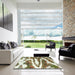 Square Abstract Green Modern Rug in a Living Room, abs2332