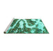 Sideview of Machine Washable Abstract Turquoise Modern Area Rugs, wshabs2332turq