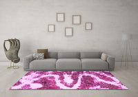 Machine Washable Abstract Pink Modern Rug, wshabs2332pnk