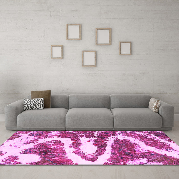 Machine Washable Abstract Pink Modern Rug in a Living Room, wshabs2332pnk