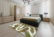 Machine Washable Abstract Green Rug in a Bedroom, wshabs2332