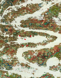 Machine Washable Abstract Green Rug, wshabs2332