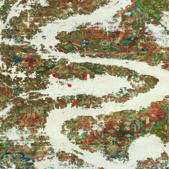 Machine Washable Abstract Green Rug, wshabs2332