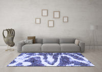 Machine Washable Abstract Blue Modern Rug, wshabs2332blu