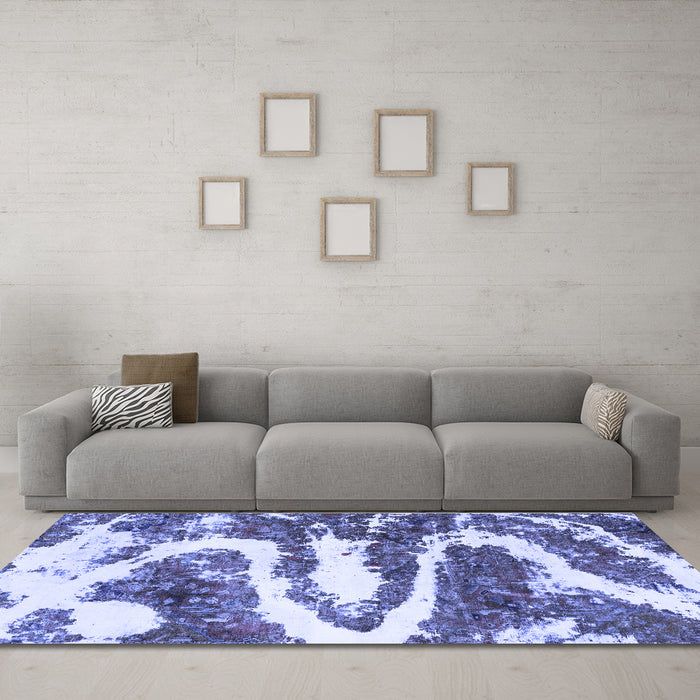 Machine Washable Abstract Blue Modern Rug in a Living Room, wshabs2332blu