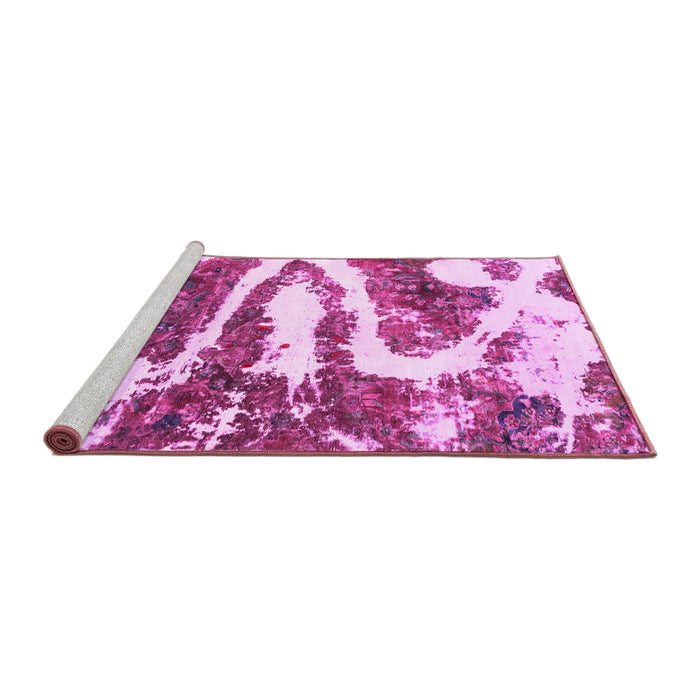 Sideview of Machine Washable Abstract Pink Modern Rug, wshabs2332pnk