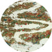 Round Abstract Green Modern Rug, abs2332