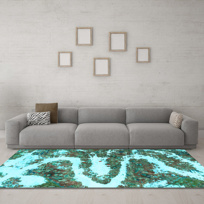 Machine Washable Abstract Light Blue Modern Rug in a Living Room, wshabs2332lblu