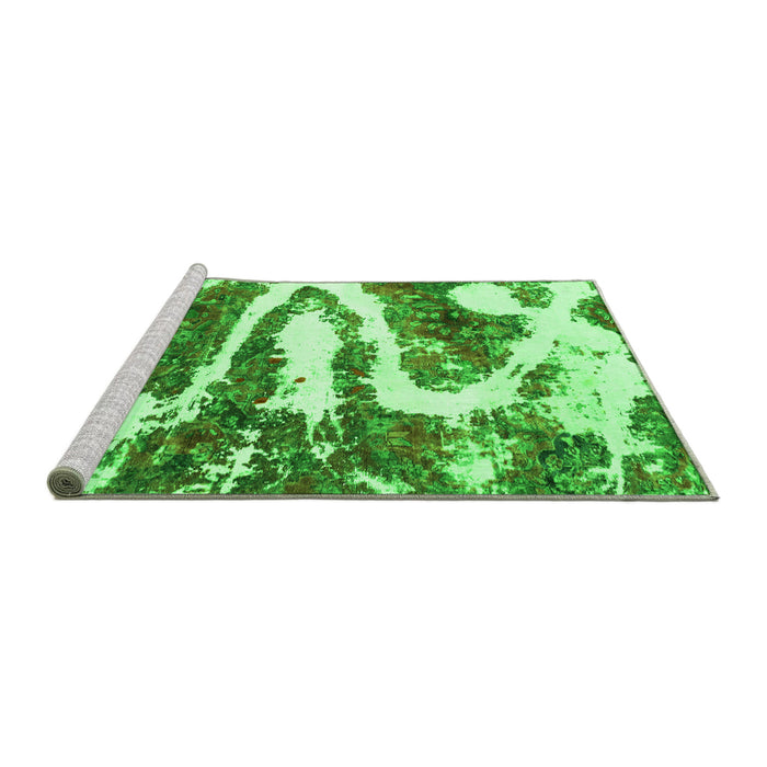 Sideview of Machine Washable Abstract Green Modern Area Rugs, wshabs2332grn