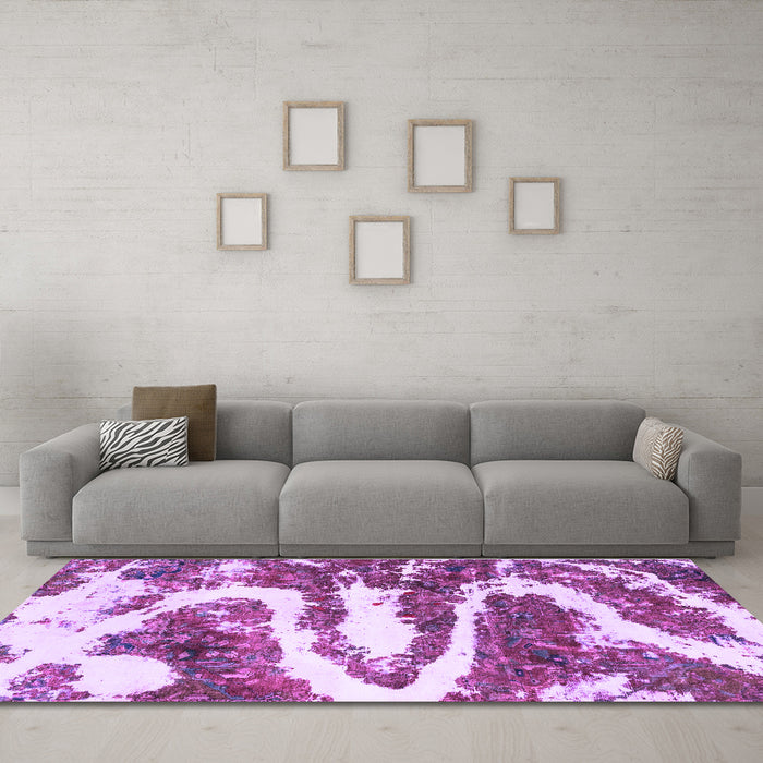 Machine Washable Abstract Purple Modern Area Rugs in a Living Room, wshabs2332pur