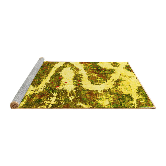 Sideview of Machine Washable Abstract Yellow Modern Rug, wshabs2332yw