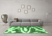 Machine Washable Abstract Emerald Green Modern Area Rugs in a Living Room,, wshabs2332emgrn