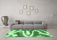 Machine Washable Abstract Emerald Green Modern Rug, wshabs2332emgrn