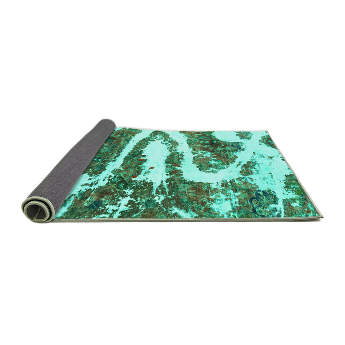 Sideview of Abstract Turquoise Modern Rug, abs2332turq