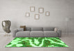 Machine Washable Abstract Green Modern Area Rugs in a Living Room,, wshabs2332grn