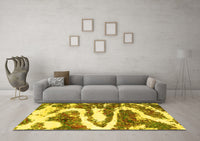 Machine Washable Abstract Yellow Modern Rug, wshabs2332yw